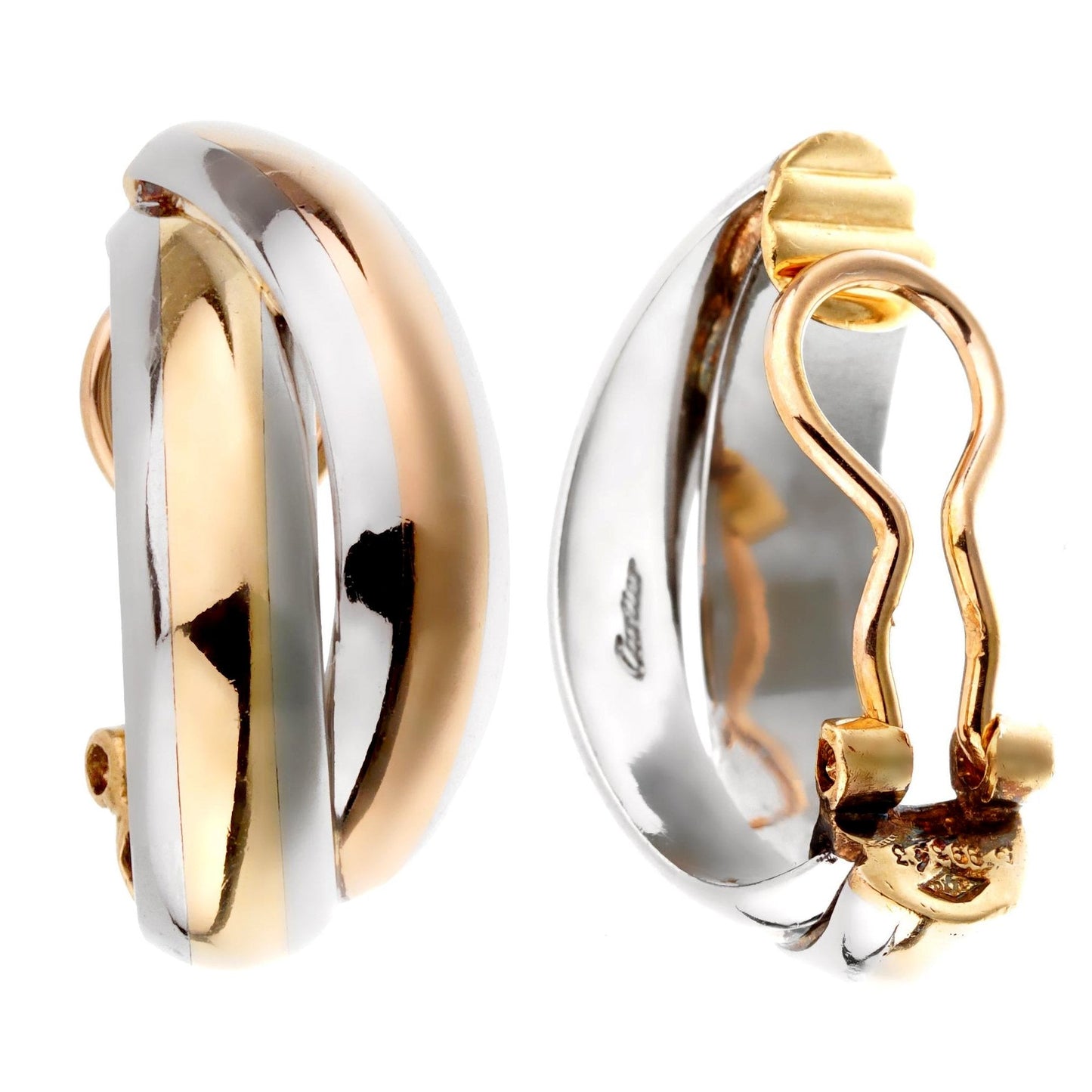 Cartier Vintage Trinity Rose Yellow Gold Stainless Steel Earrings