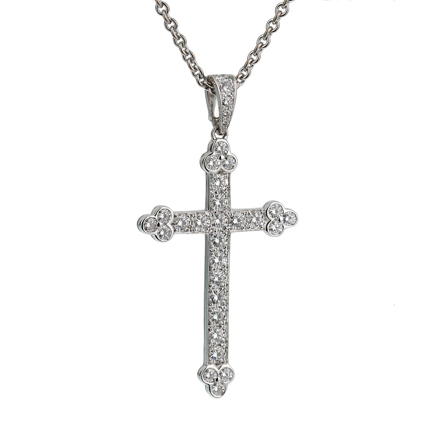 Cartier White Gold Diamond Cross Necklace