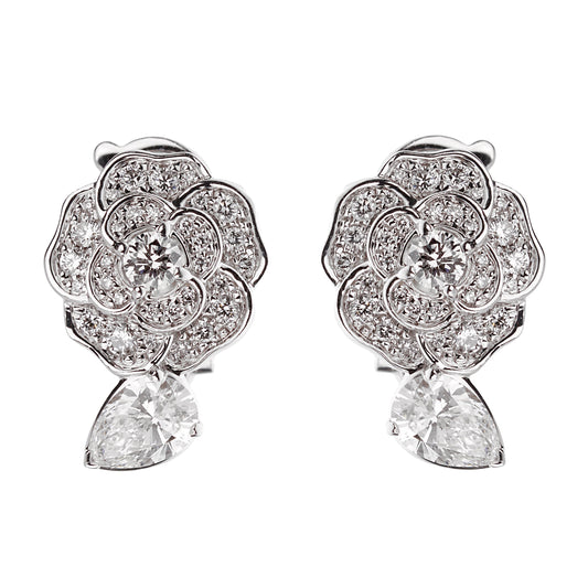 Chanel Camelia Precieux Diamond 18k White Gold Earrings