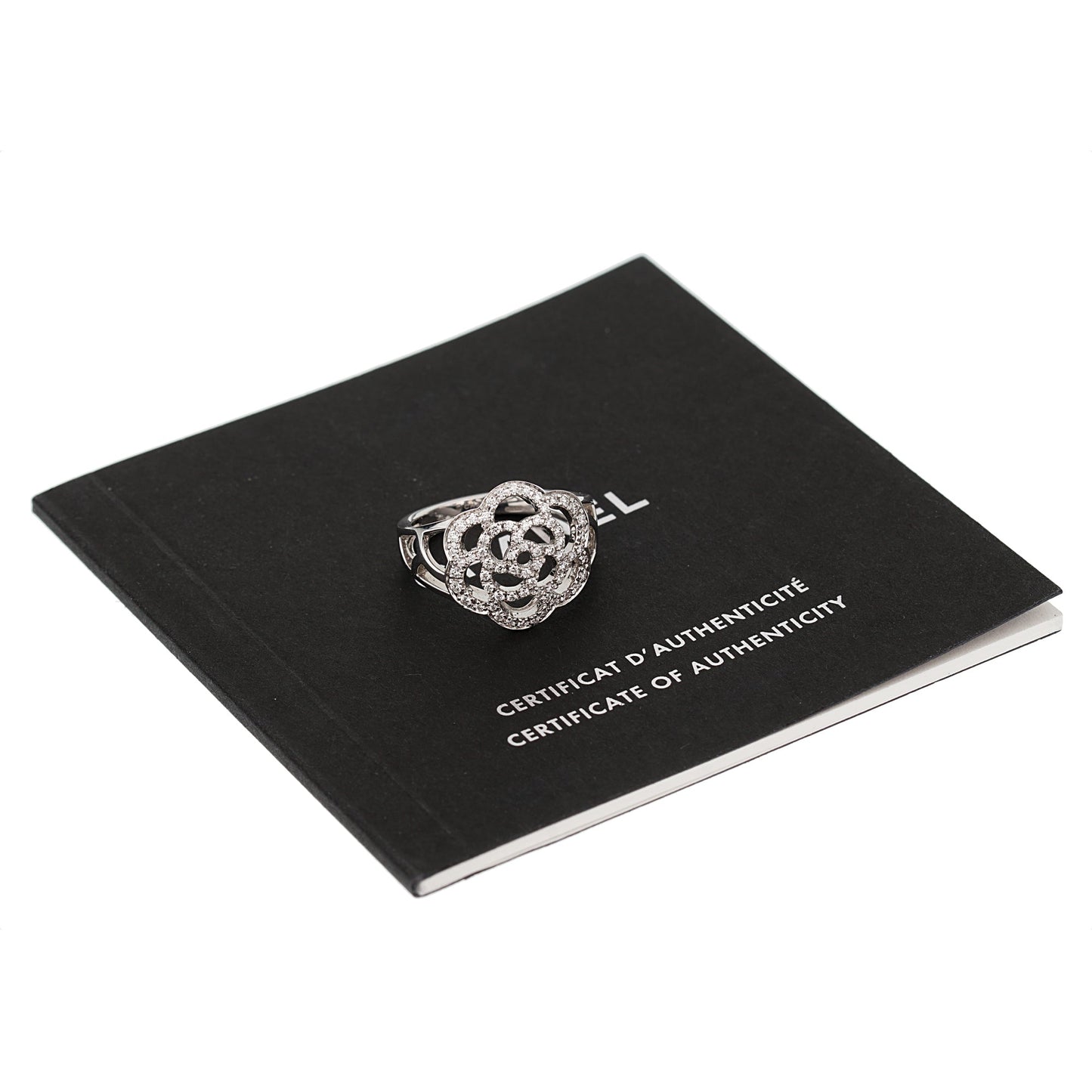 Chanel Camellia 18k White Gold Diamond Cocktail Ring