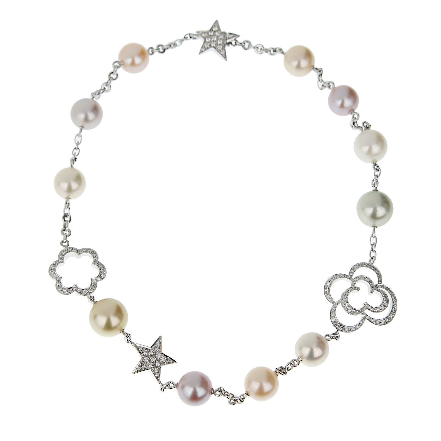 Chanel Camellia & Comete Motif Pearl Diamond White Gold Necklace