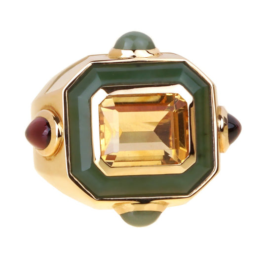 Chanel Citrine Jade Gold Yellow Gold Cocktail Ring