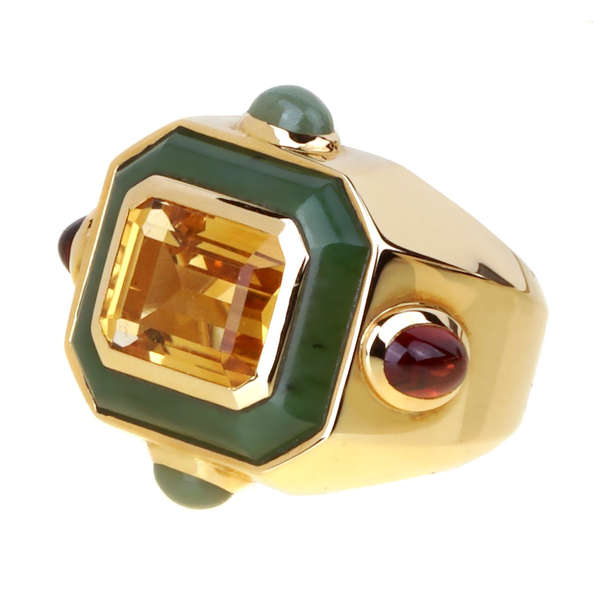 Chanel Citrine Jade Gold Yellow Gold Cocktail Ring