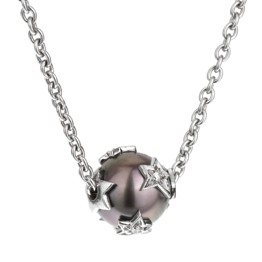 Chanel Comete Pearl Diamond 18k White Gold Vintage Necklace