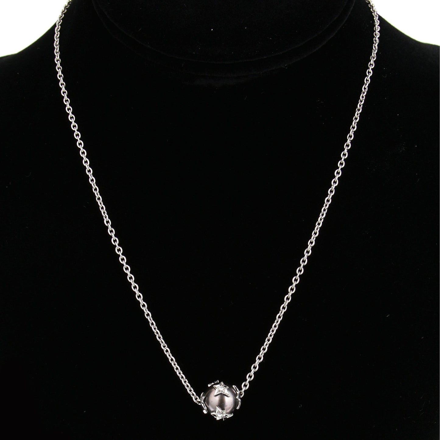 Chanel Comete Pearl Diamond 18k White Gold Vintage Necklace