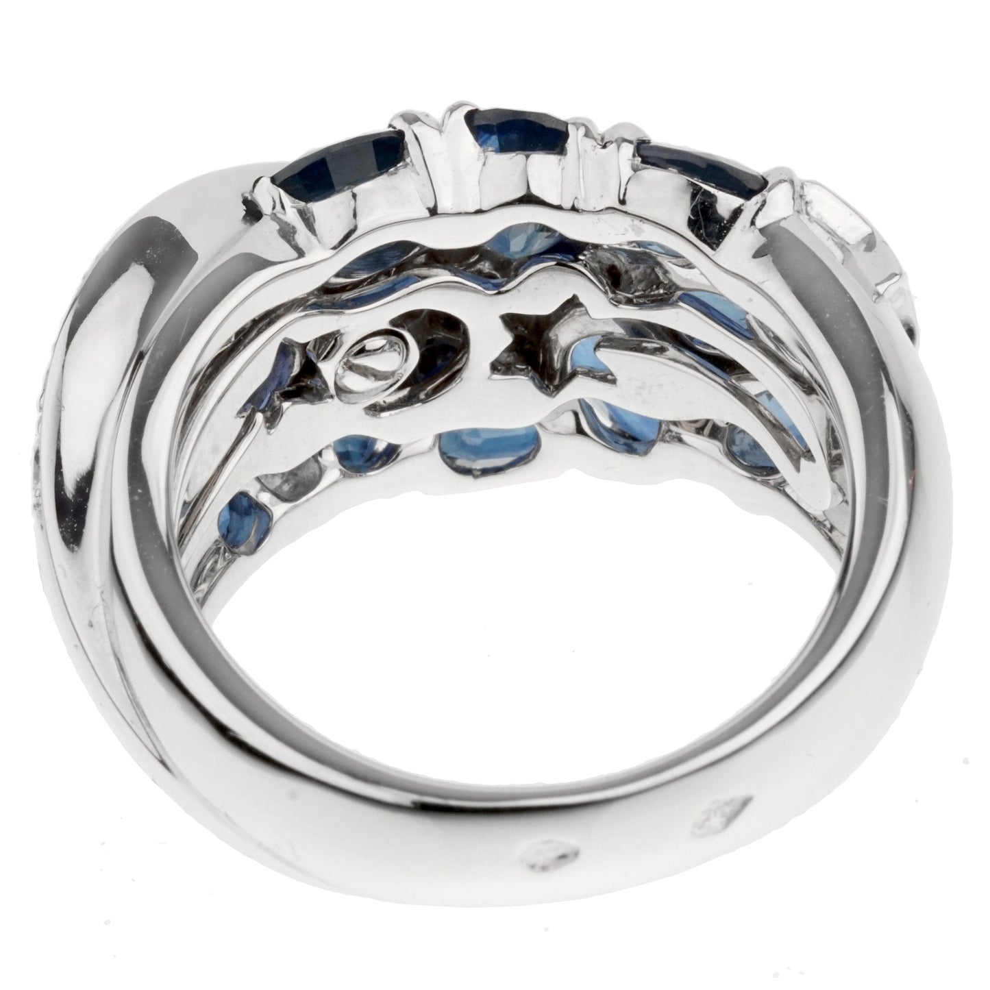 Chanel Comete Sapphire Diamond White Gold Ring Sz 5 3/4