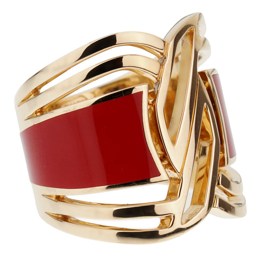 Chanel Gallery Collection Ceramic 18k Yellow Gold Cocktail Ring