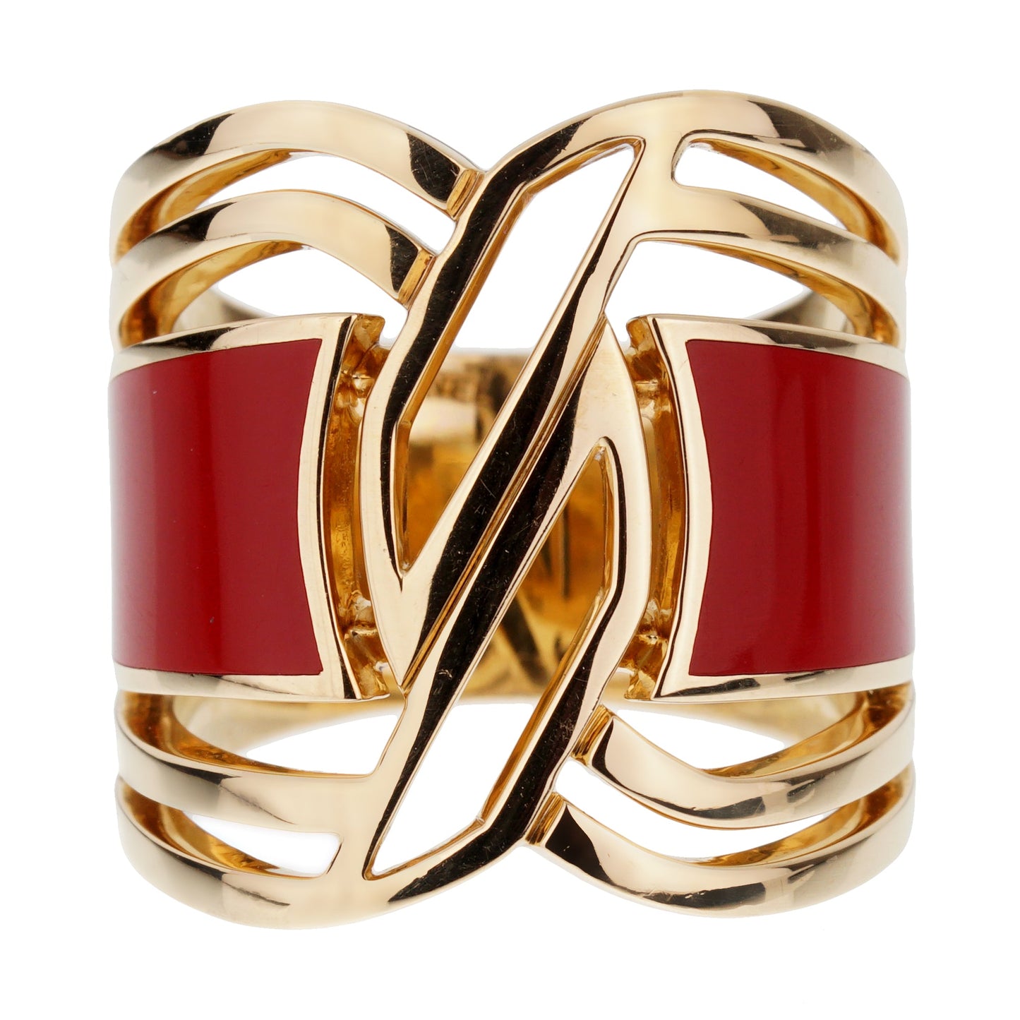 Chanel Gallery Collection Ceramic 18k Yellow Gold Cocktail Ring