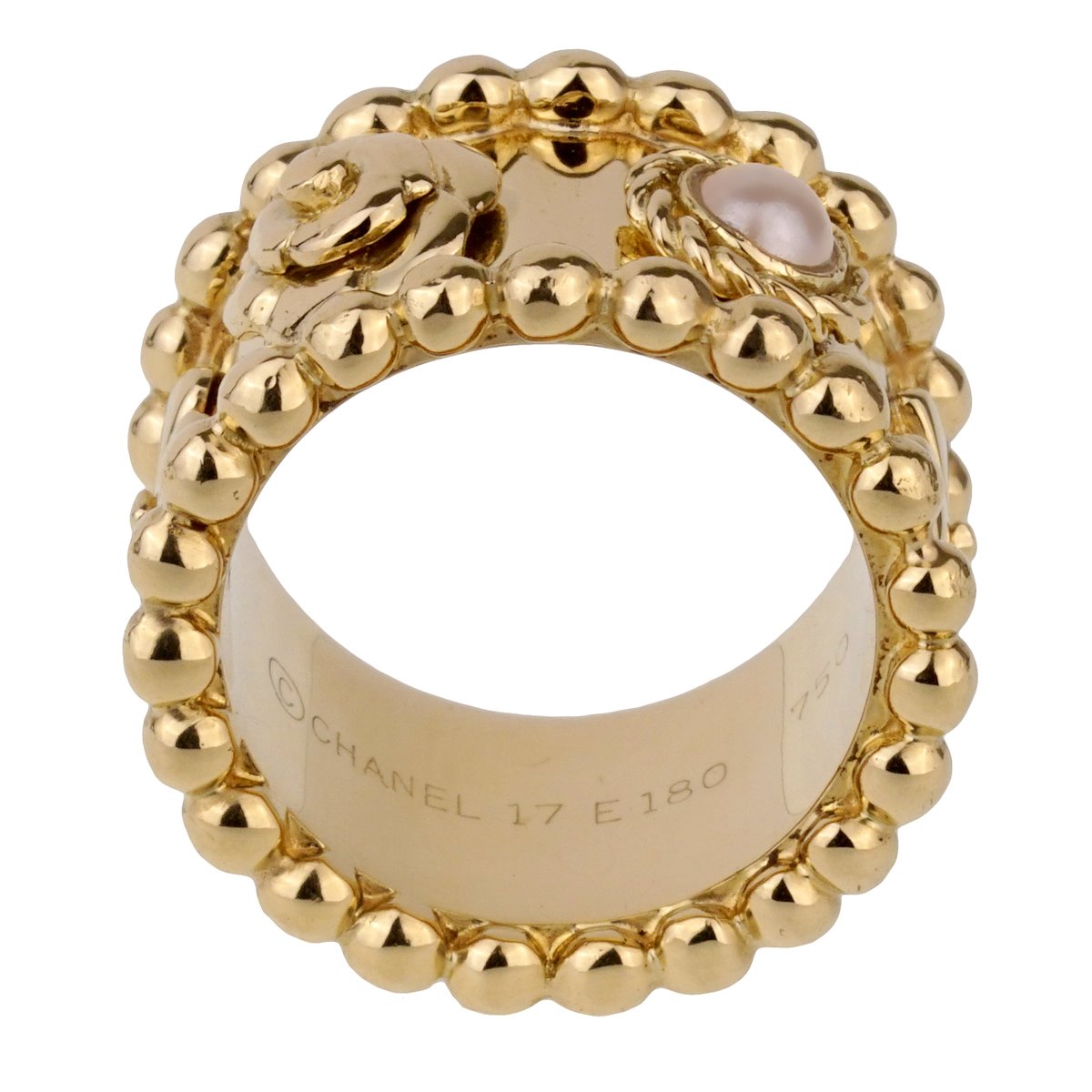 Chanel Lucky Pearl Gold Band Ring