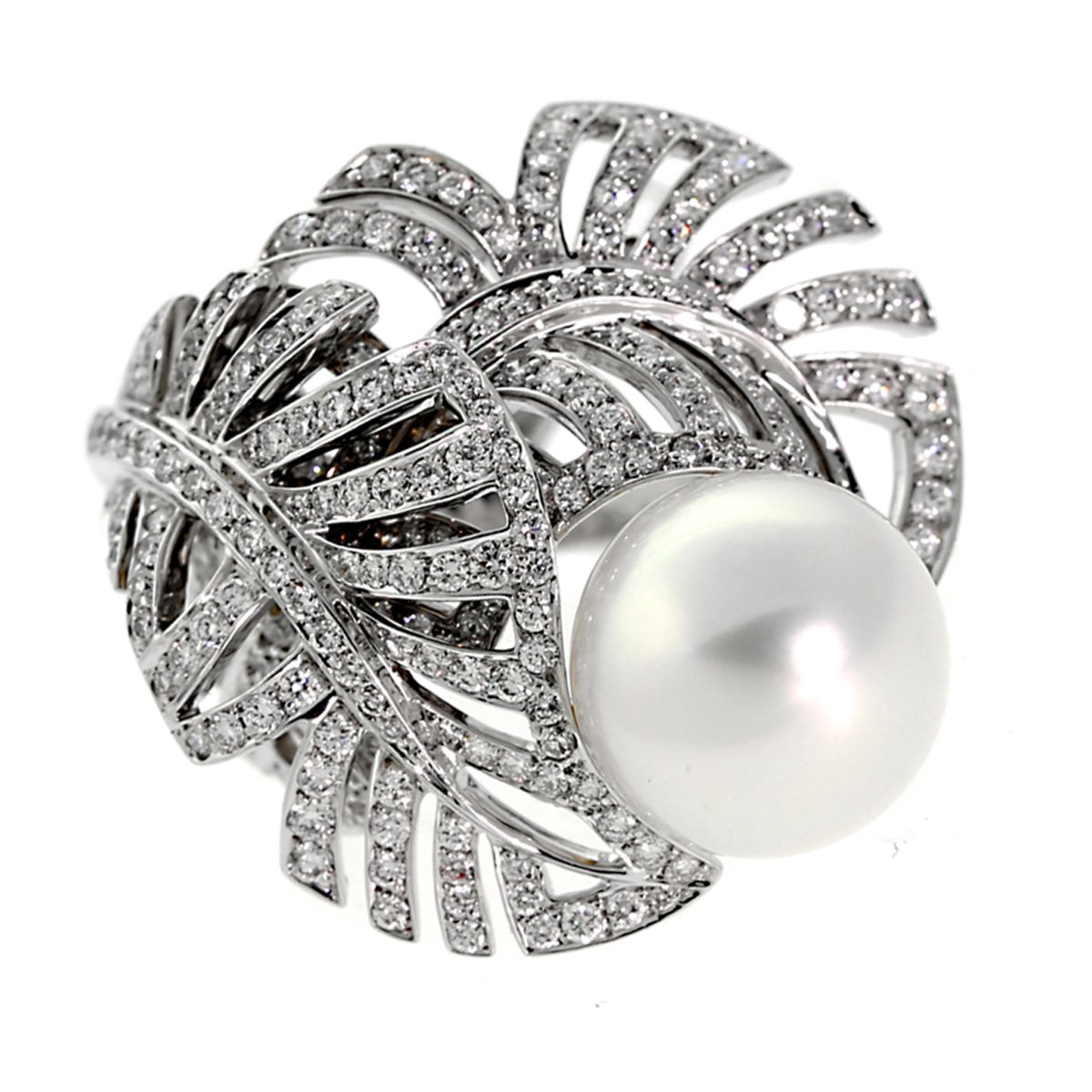 Chanel Pearl Diamond 18k White Gold Cocktail Ring