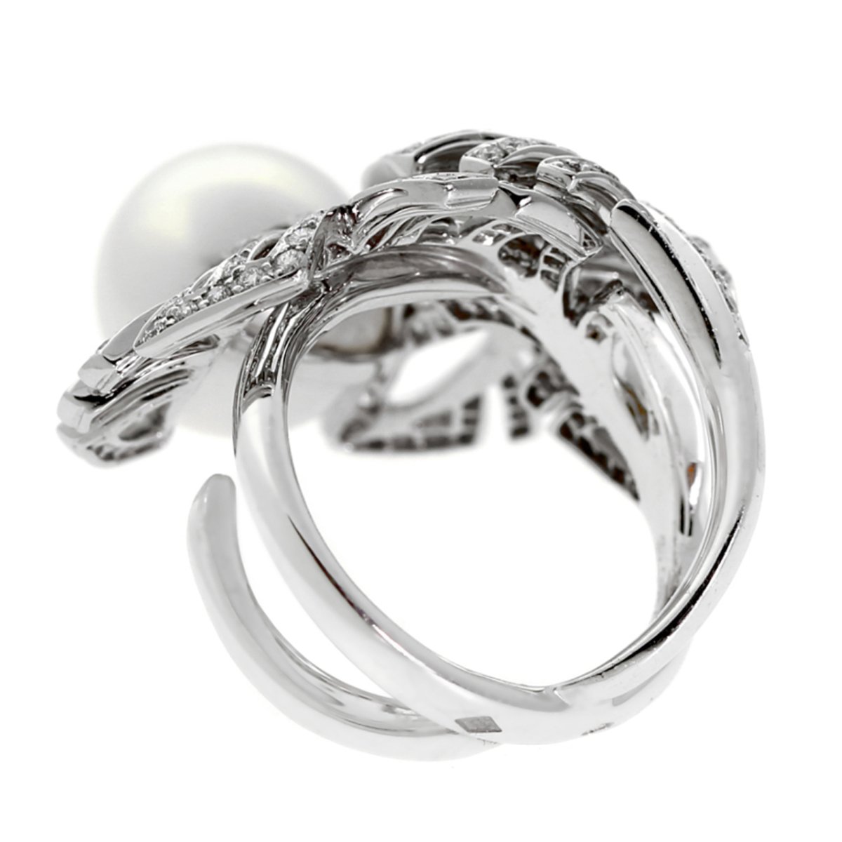 Chanel Pearl Diamond 18k White Gold Cocktail Ring