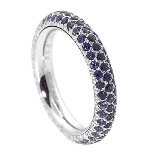 Chanel Sapphire Eternity 18k White Gold Diamond Cocktail Ring Sz 6