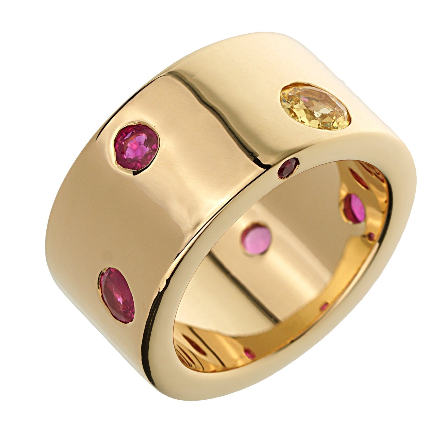 Chanel Yellow Sapphire Ruby Vintage Band Yellow Gold Ring