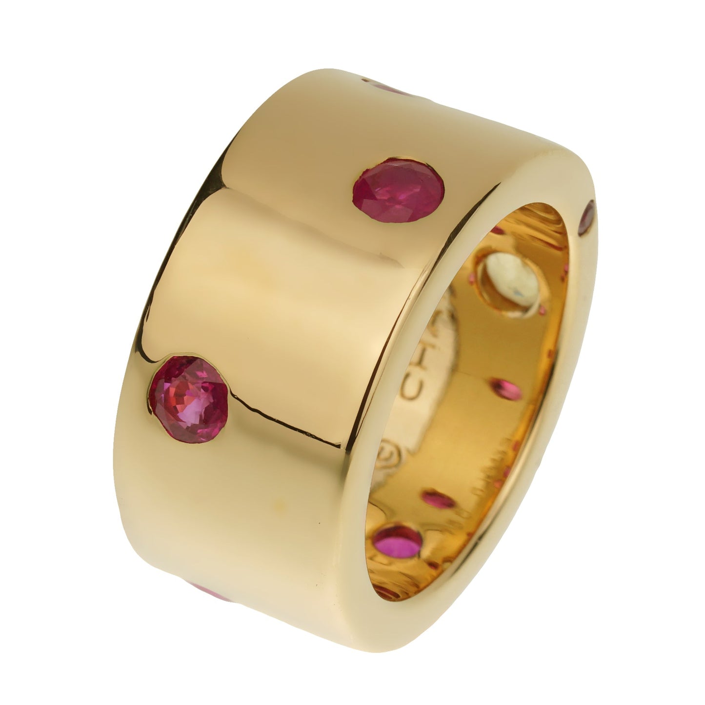 Chanel Yellow Sapphire Ruby Vintage Band Yellow Gold Ring