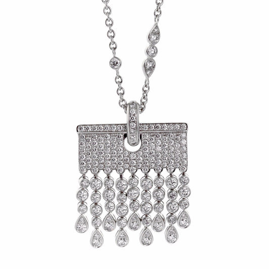 Chopard Diamond Tassel Drop 18k White Gold Sautoir Necklace