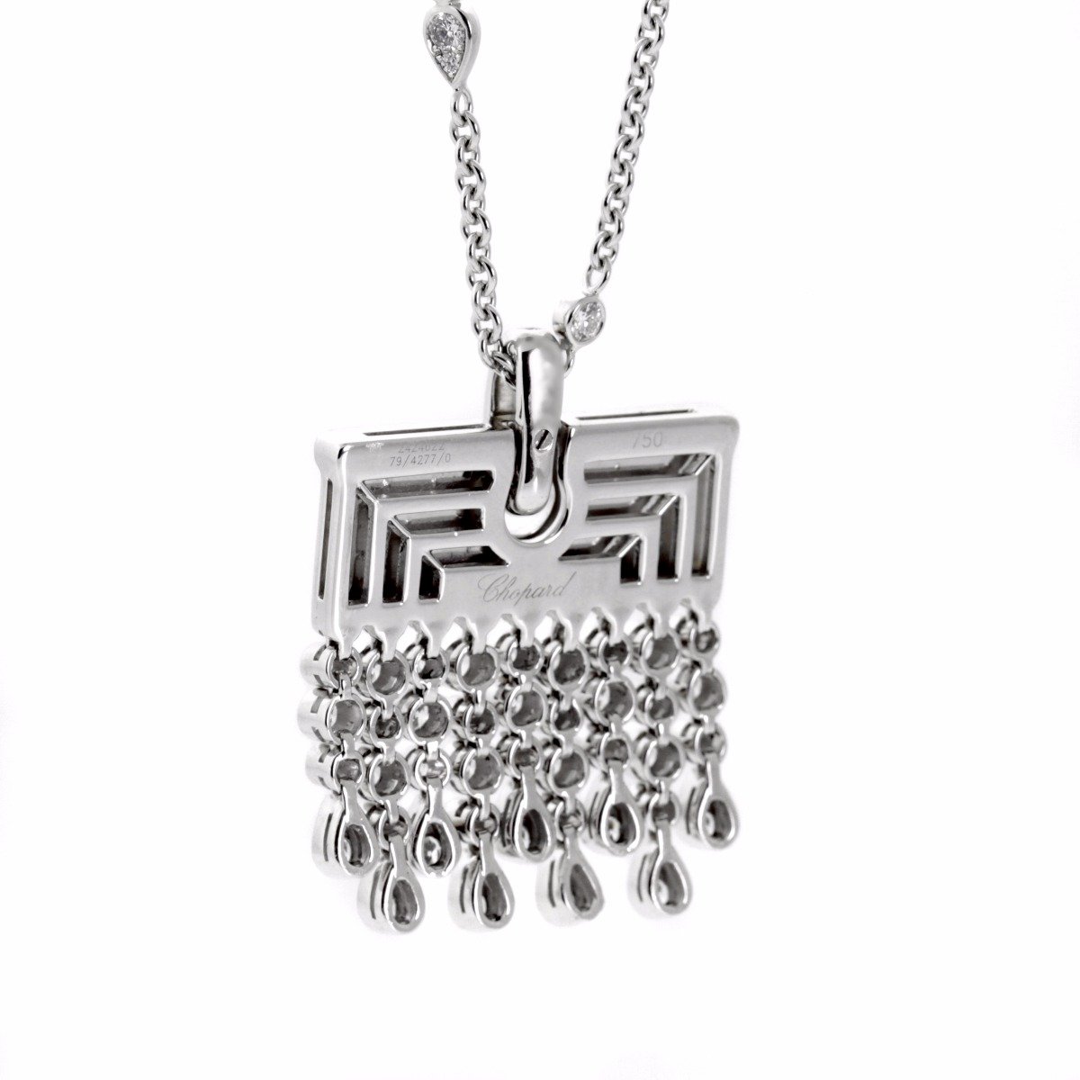 Chopard Diamond Tassel Drop 18k White Gold Sautoir Necklace