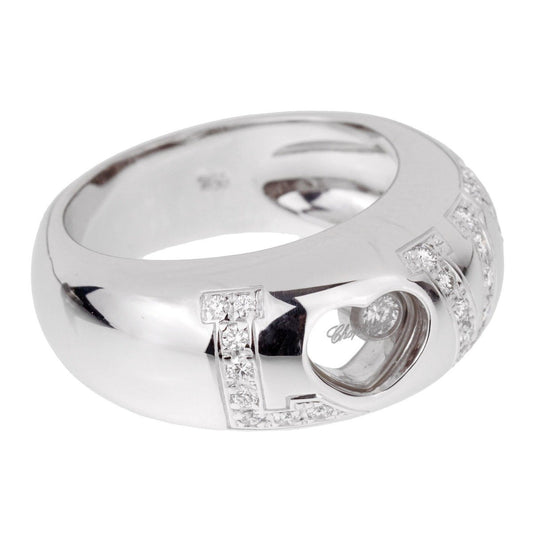 Chopard Happy Diamond Love 18k White Gold Ring Sz 4 1/2