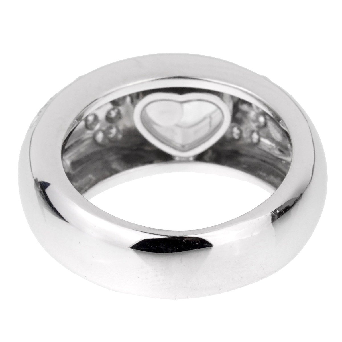 Chopard Happy Diamond Love 18k White Gold Ring Sz 4 1/2