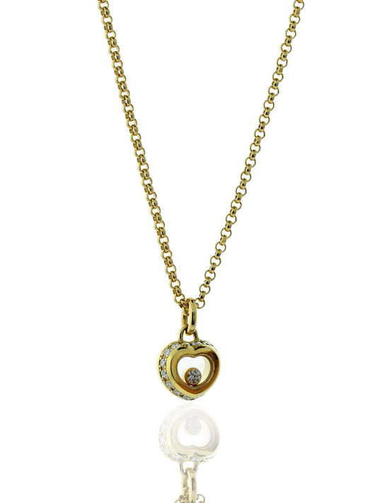 Chopard Miss Happy Diamond Heart 18k Yellow Gold Necklace 799008-0001