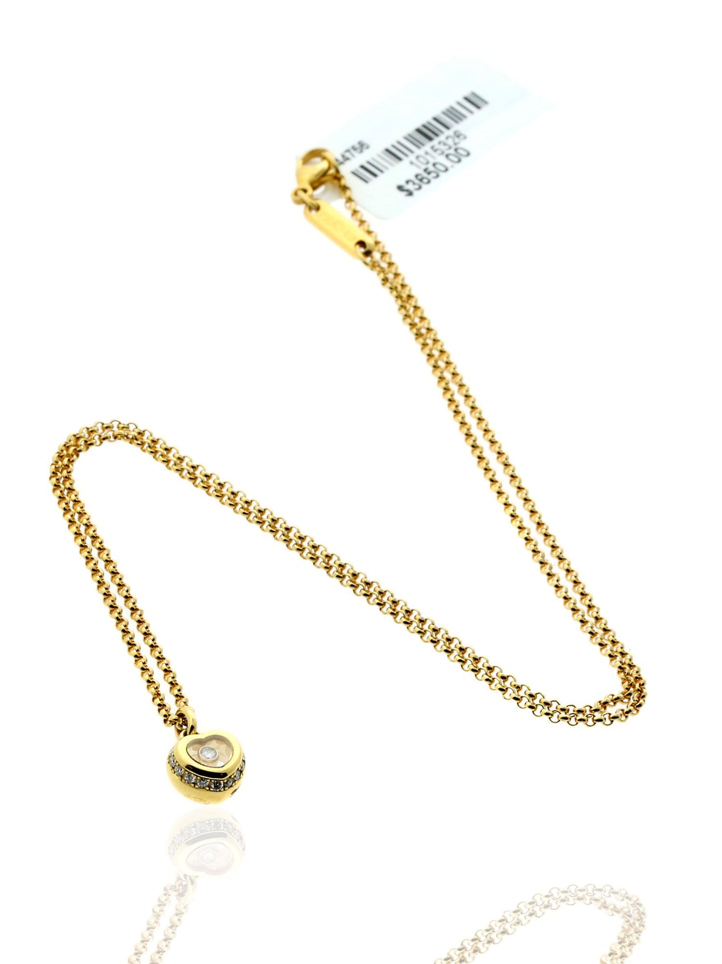 Chopard Miss Happy Diamond Heart 18k Yellow Gold Necklace 799008-0001