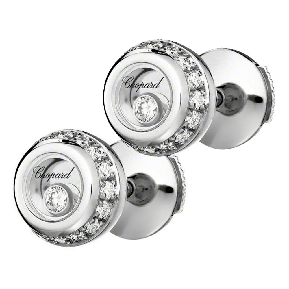 Chopard Miss Happy Diamond  White Gold Stud Earrings
