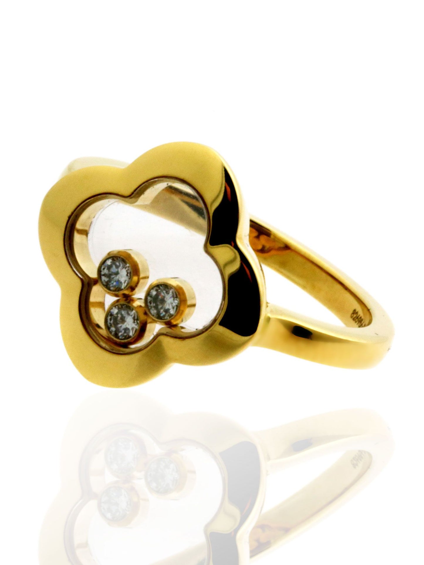 Chopard Quatrefoil Happy Diamond Ring in 18kt Yellow Gold 826956-0110