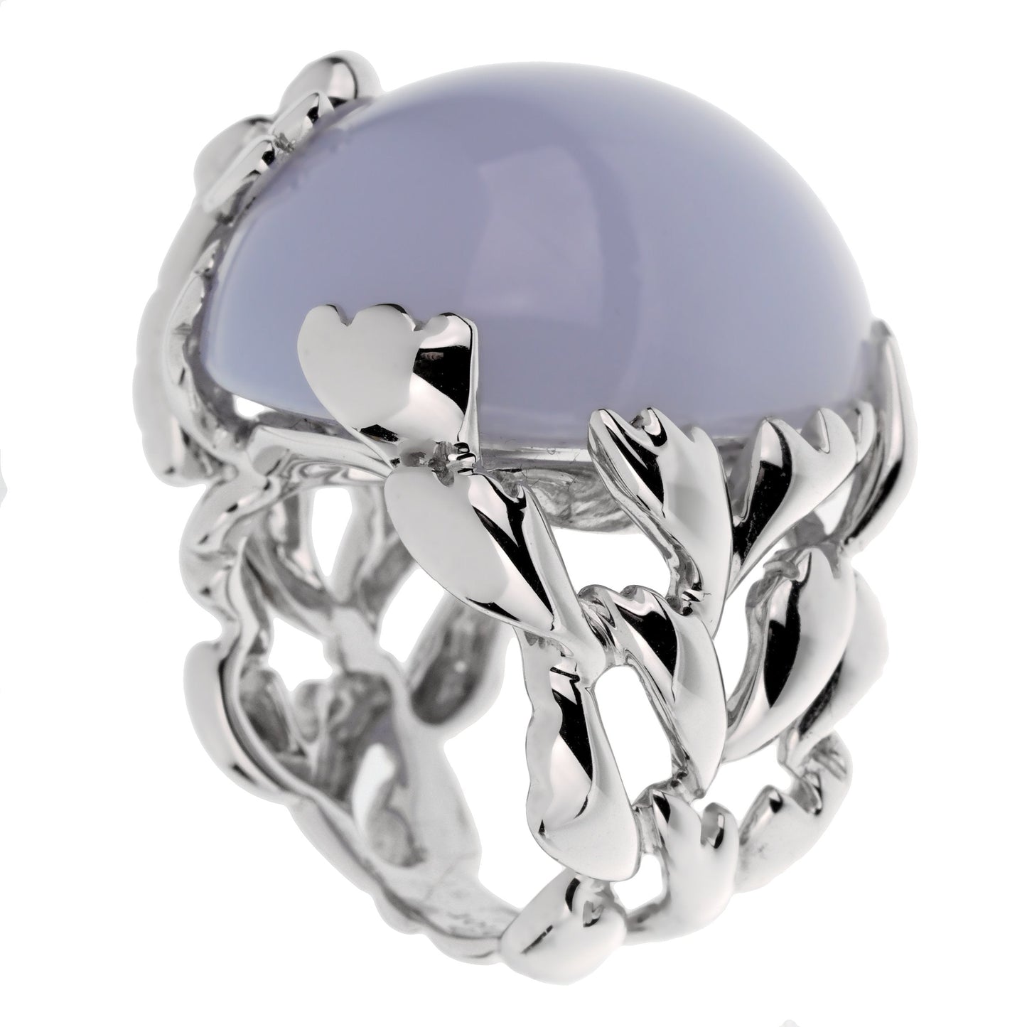 Christian Dior 40ct Blue Chalcedony Diamond 18k Gold Cocktail Ring Sz 6