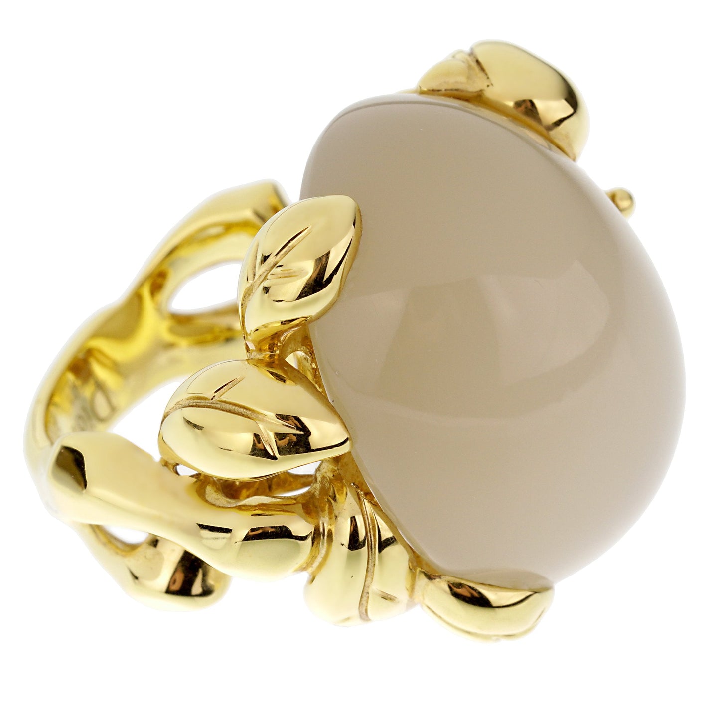 Christian Dior 40ct Moonstone Diamond 18k Yellow Gold Cocktail Ring Sz 4