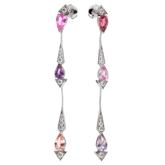 Christian Dior Diamond Sapphire Drop 18k White Gold Earrings