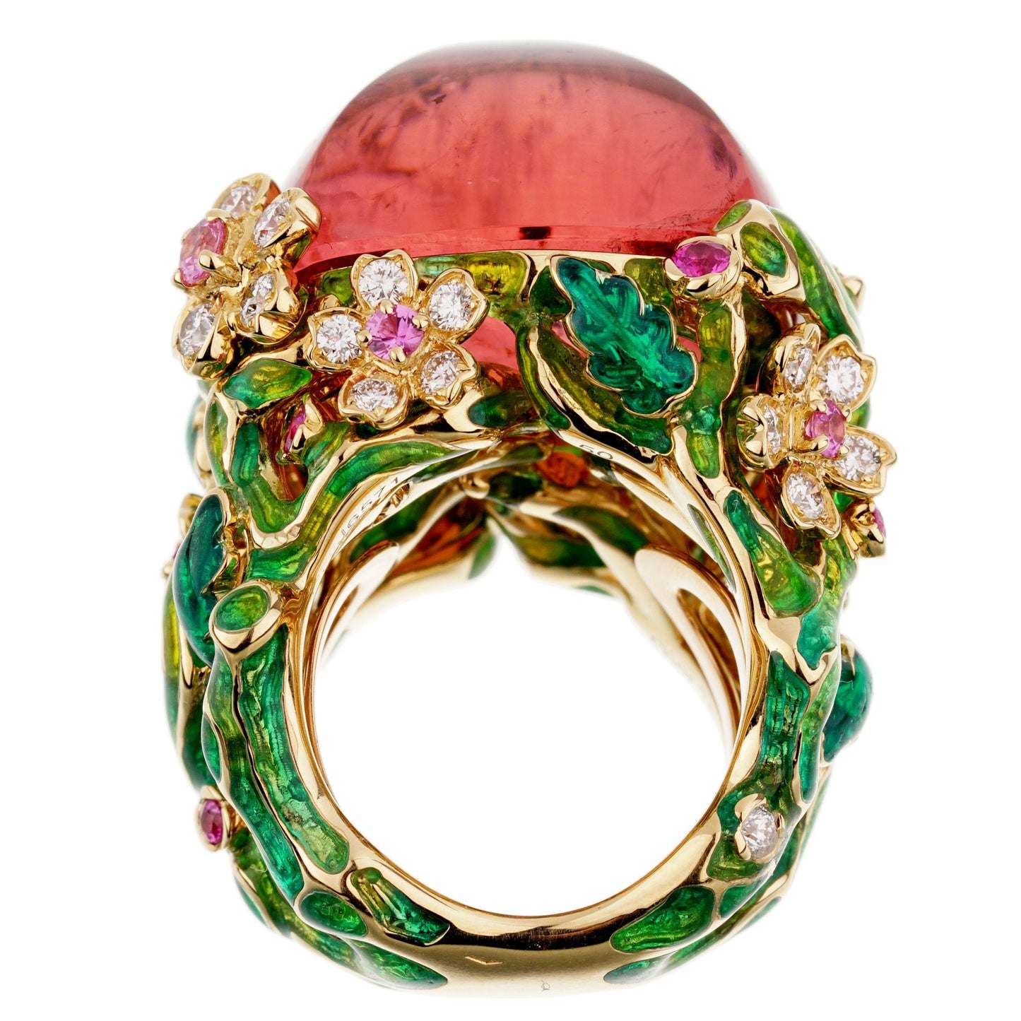 Dior Diorella 45ct Rubellite Diamond 18k Yellow Gold Cocktail Ring