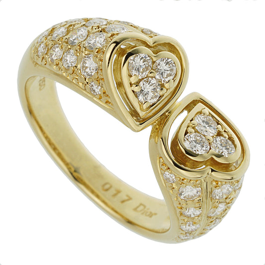Christian Dior Heart Diamond Yellow Gold Cocktail Ring
