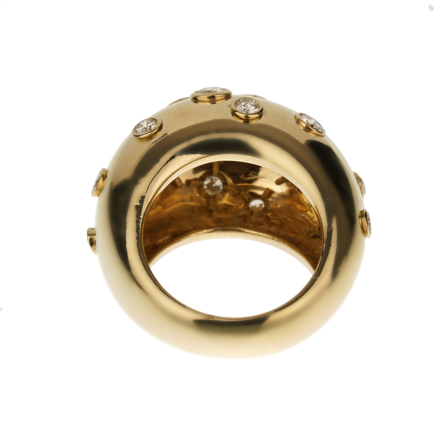 Christian Dior Vintage Bombe Diamond 18k Yellow Gold Cocktail Ring