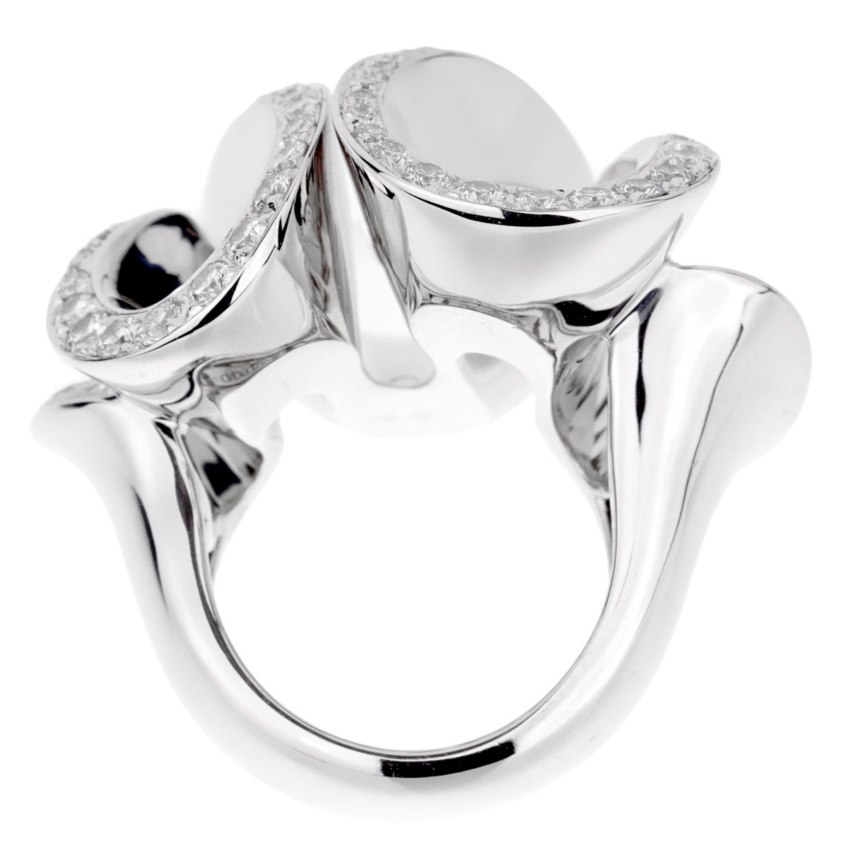 De Grisogono Zigana 18k White Gold Diamond Ring Sz 4 1/2