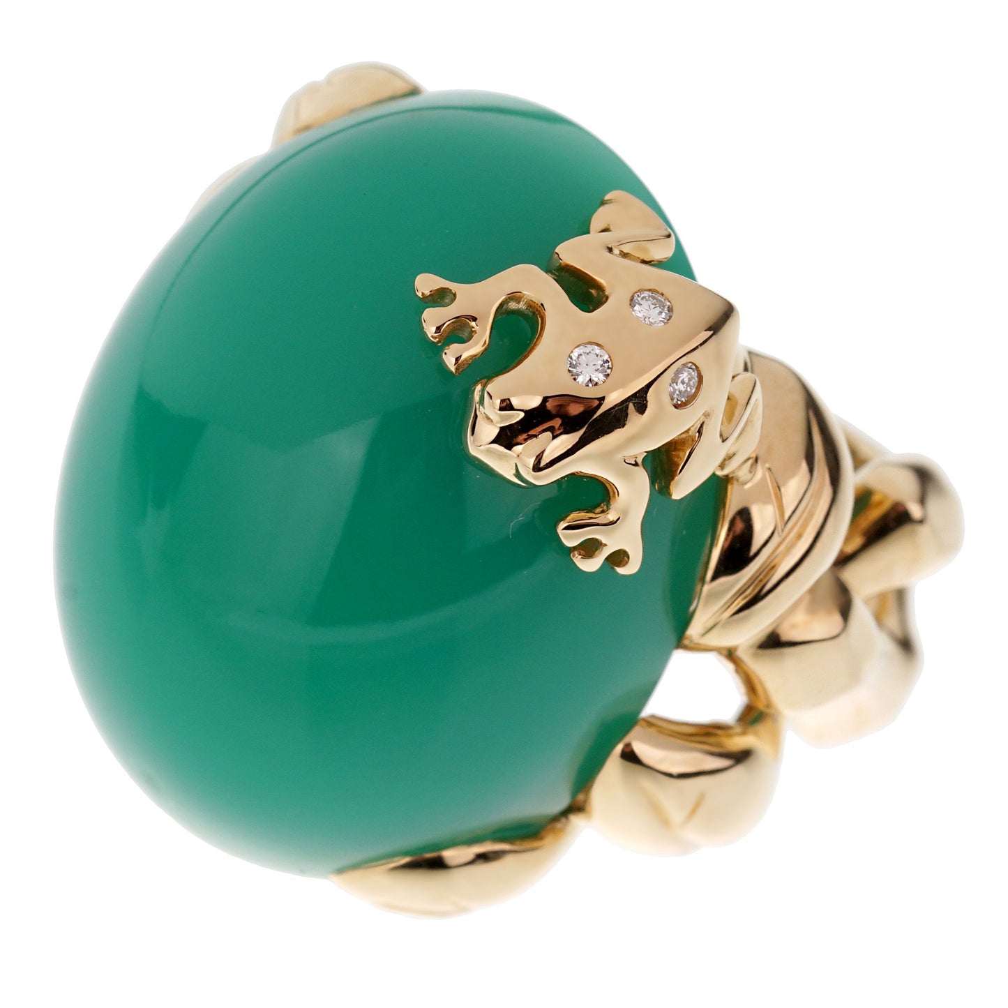 Dior Chrysoprase Diamond Yellow Gold Cocktail Ring