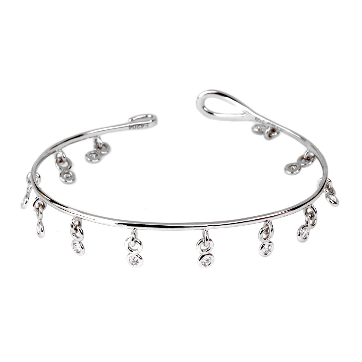Dior Dangling Diamond 18k White Gold Bangle Bracelet