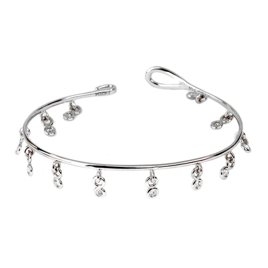 Dior Dangling Diamond 18k White Gold Bangle Bracelet