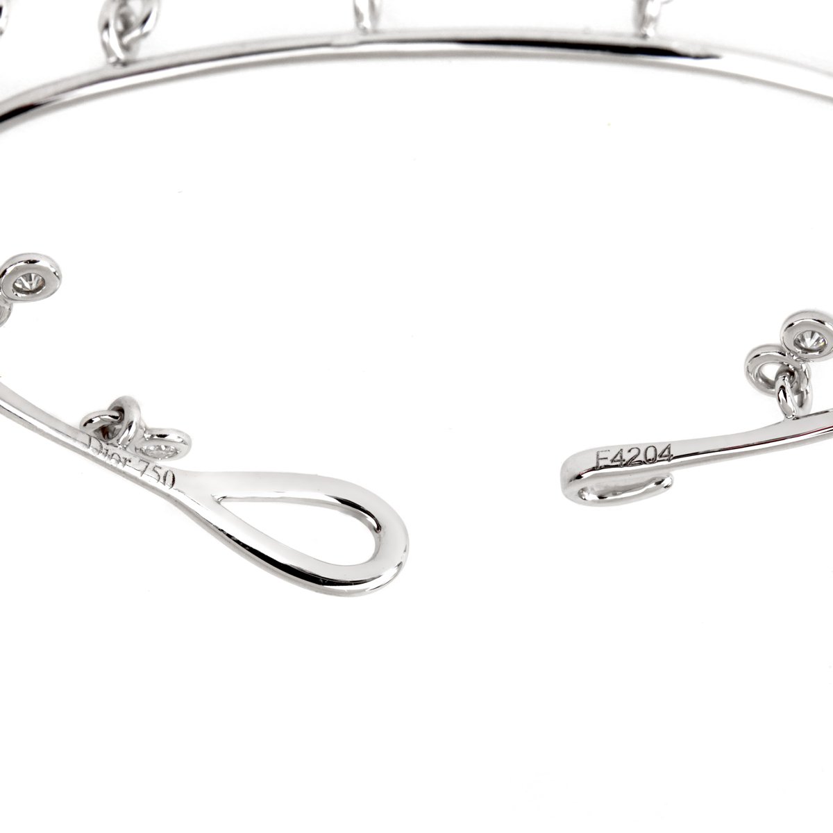 Dior Dangling Diamond 18k White Gold Bangle Bracelet