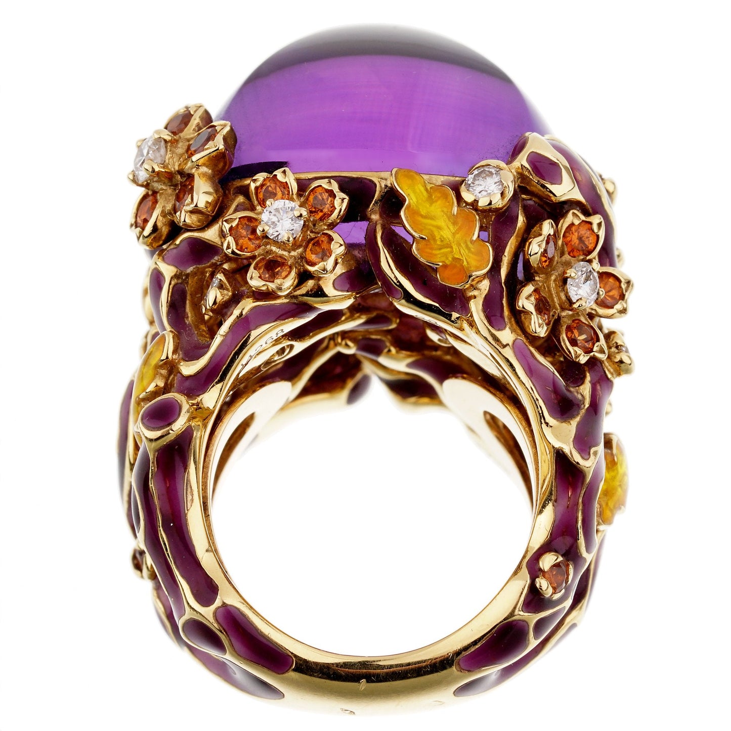 Dior Diorella Amethyst 18k Yellow Gold Diamond Cocktail Ring Sz 6 1/4