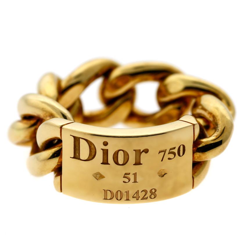 Dior Gold Chain Gourmette Link Ring