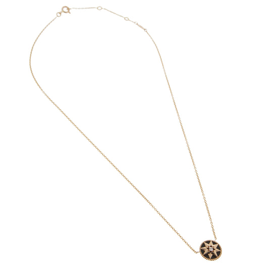 Dior Rose des Vents 18k Rose Gold Diamond Onyx Pendant Necklace