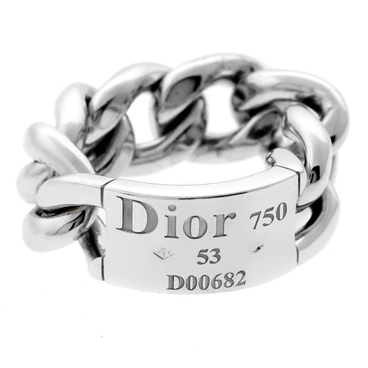 Dior White Gold Chain Gourmette Link Ring