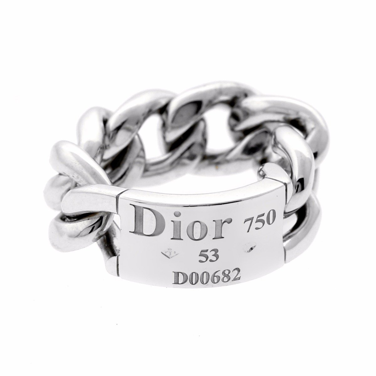 Dior White Gold Chain Gourmette Link Ring
