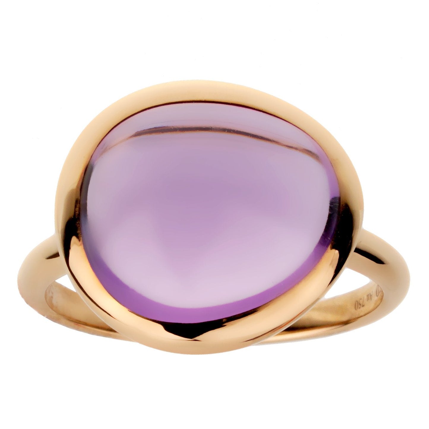 Fred of Paris 7ct Amethyst Cabochon 18k Rose Gold Cocktail Ring Size 6