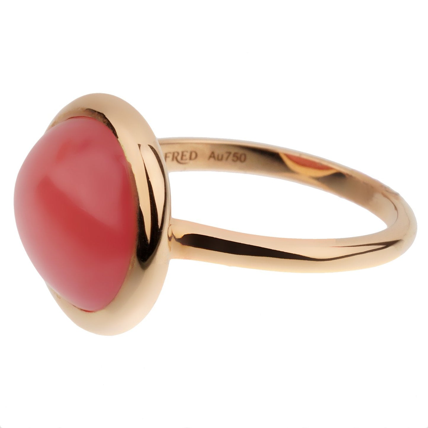 Fred of Paris 7ct Cabochon Rhodochrosite 18k Rose Gold Cocktail Ring Size 6 3/4