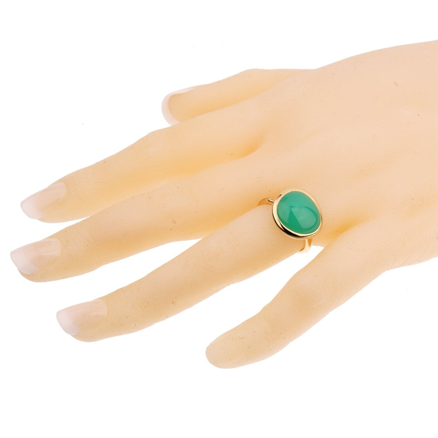 Fred of Paris 7ct Chrysoprase 18k Yellow Gold Cocktail Ring Size 5 3/4