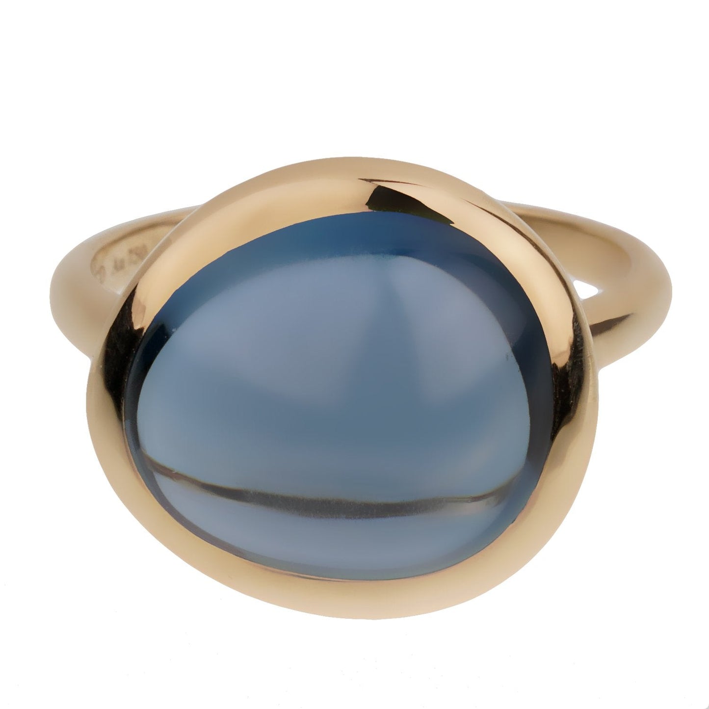Fred of Paris 7ct London Topaz Cabochon Yellow Gold Cocktail Ring Size 6 3/4