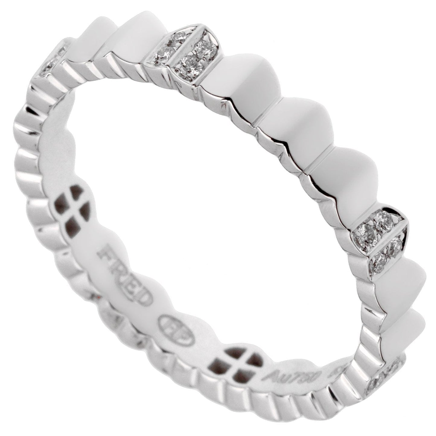 Fred of Paris Arc Diamond 18k White Gold Band Ring Sz 6 1/4