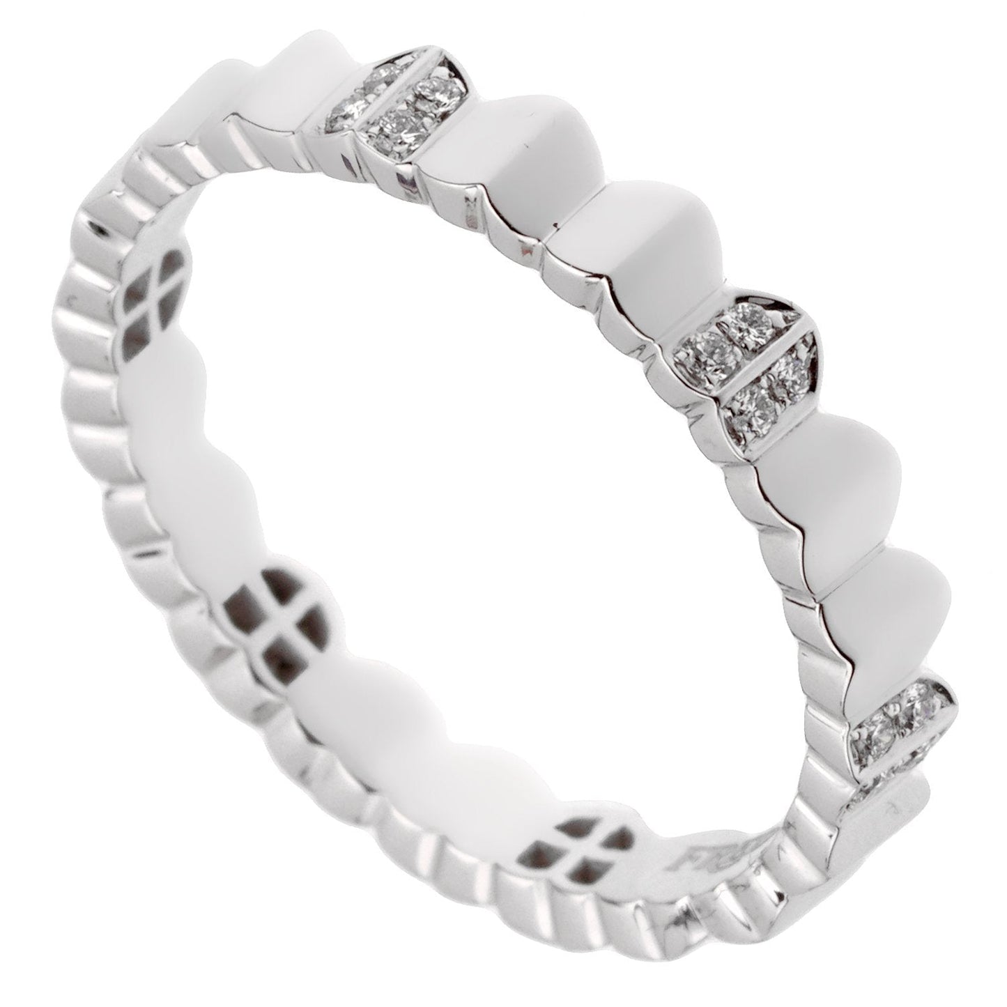 Fred of Paris Arc Diamond 18k White Gold Band Ring Sz 6 1/4