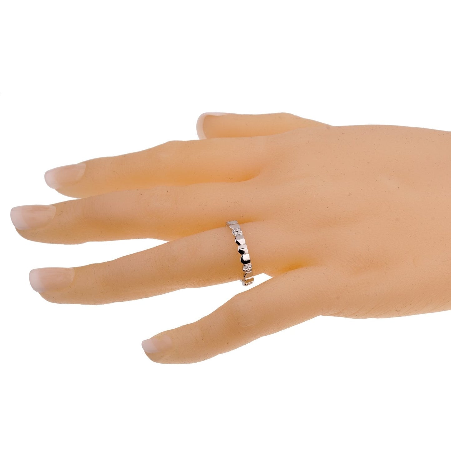 Fred of Paris Arc Diamond 18k White Gold Band Ring Sz 6 1/4