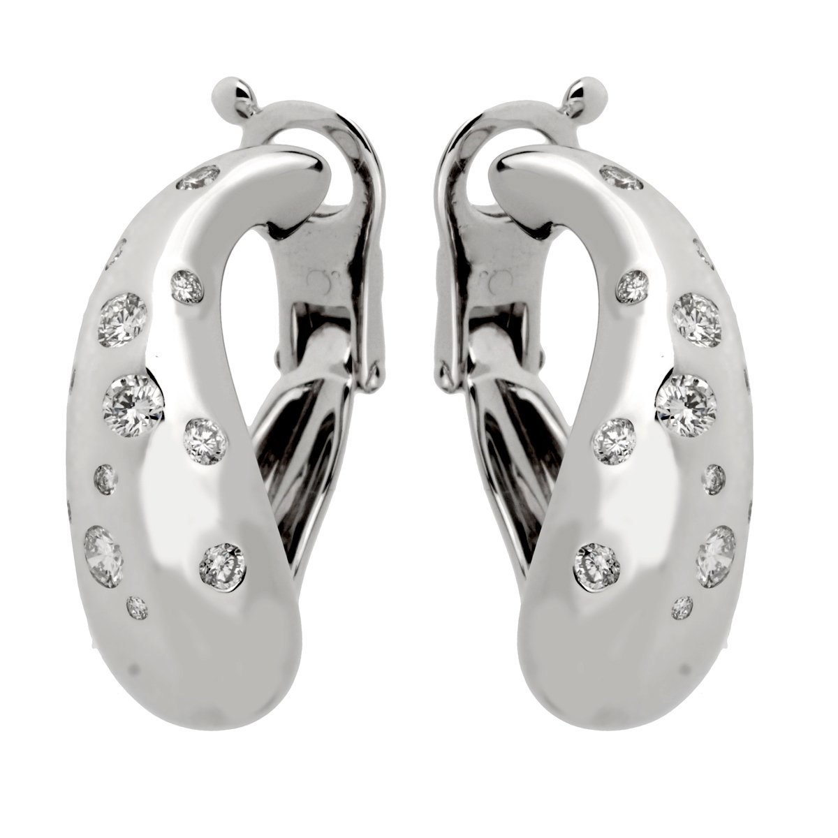 Fred of Paris Diamond Hoop 18k White Gold Earrings